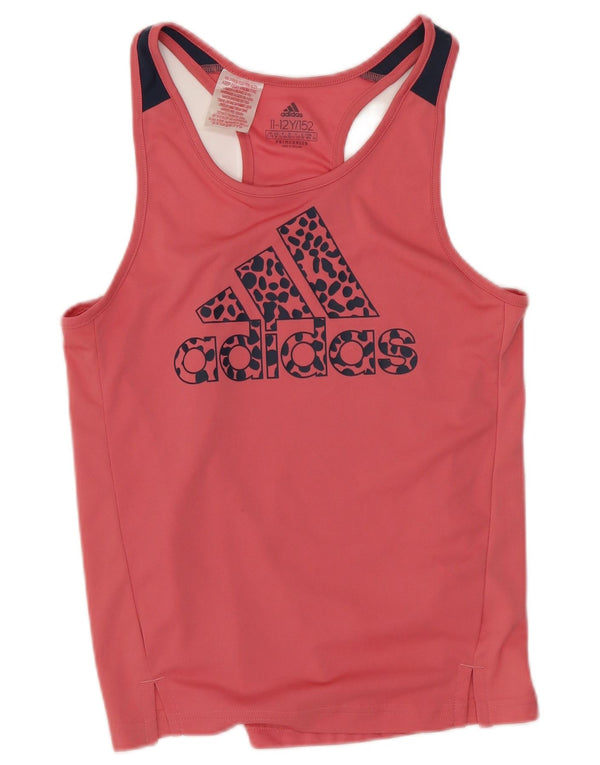 Adidas Girls Sleeveless Graphic Vest Top 11-12 Years Pink Polyester Sports