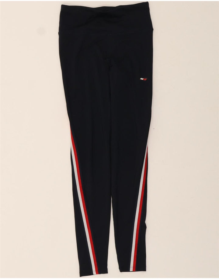 TOMMY HILFIGER Womens Leggings UK 4 XS  Navy Blue Polyester Vintage Tommy Hilfiger and Second-Hand Tommy Hilfiger from Messina Hembry 