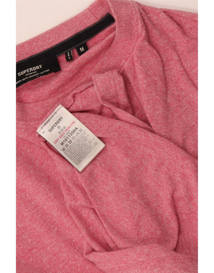 Superdry Mens T-Shirt Top Medium Pink Flecked Cotton