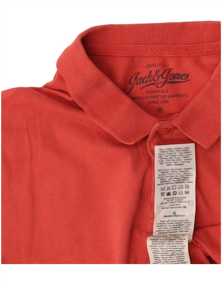 JACK & JONES Mens Polo Shirt Medium Pink Cotton