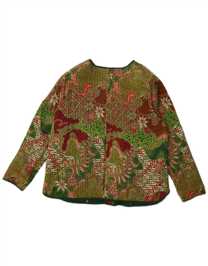 DW-Shop Womens Reversible Jacket EU 46 XL Green Floral Cotton