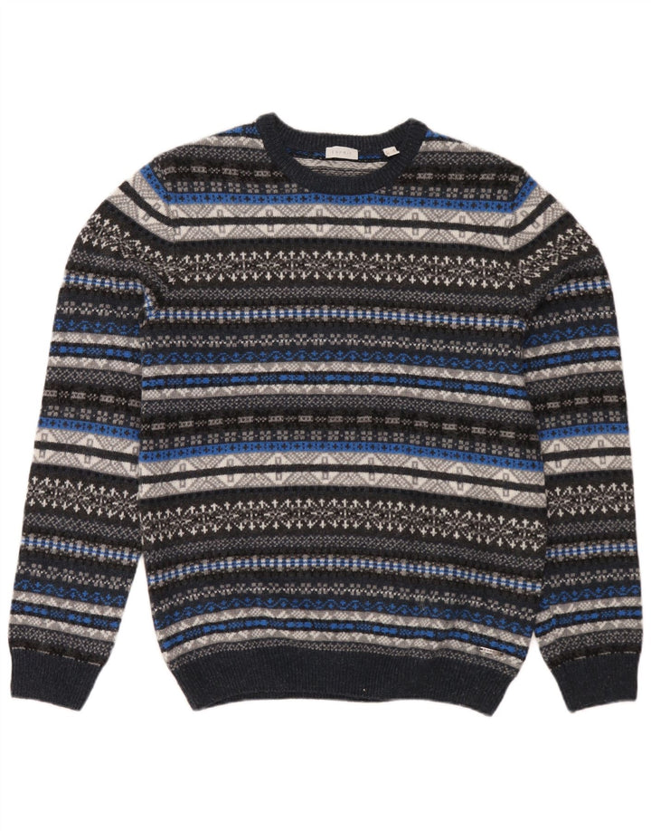 Esprit Mens Crew Neck Jumper Sweater Medium Multicoloured Fair Isle