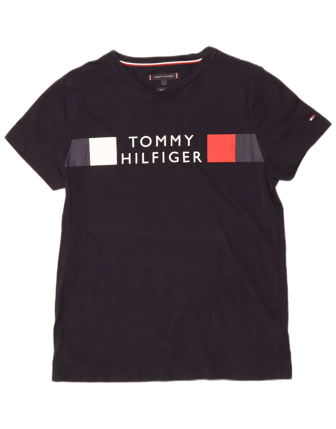 Tommy Hilfiger Mens Graphic T-Shirt Top Small Black Cotton