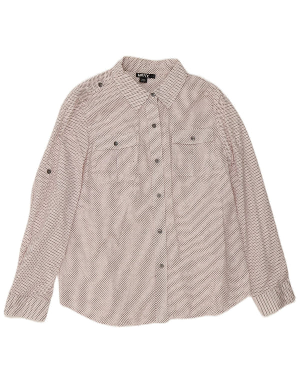 Dkny Womens Military Shirt UK 16 Large White Argyle/Diamond Cotton