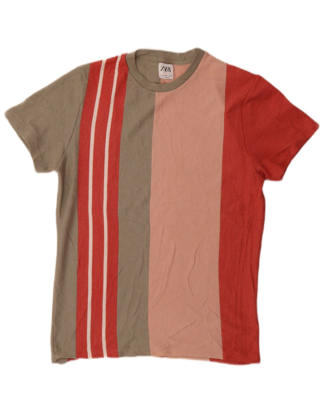 Zara Mens T-Shirt Top Medium Multicoloured Striped