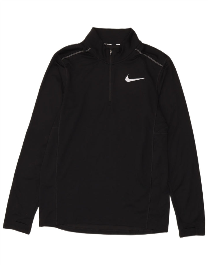 Nike Mens Dri Fit Zip Neck Pullover Tracksuit Top Medium Black Polyester