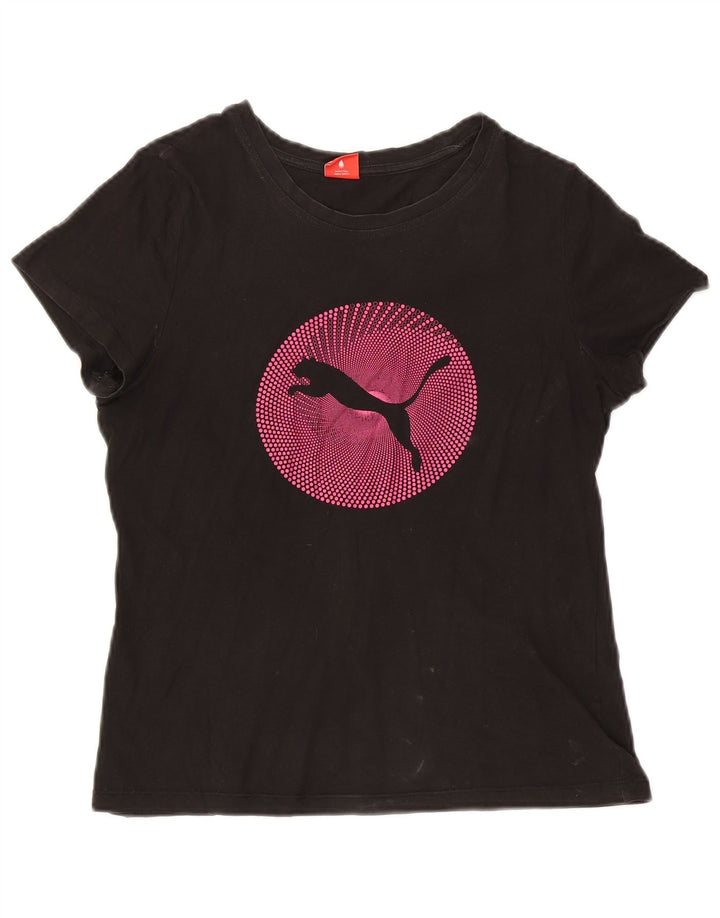 Puma Womens Graphic T-Shirt Top UK 12 Medium Black