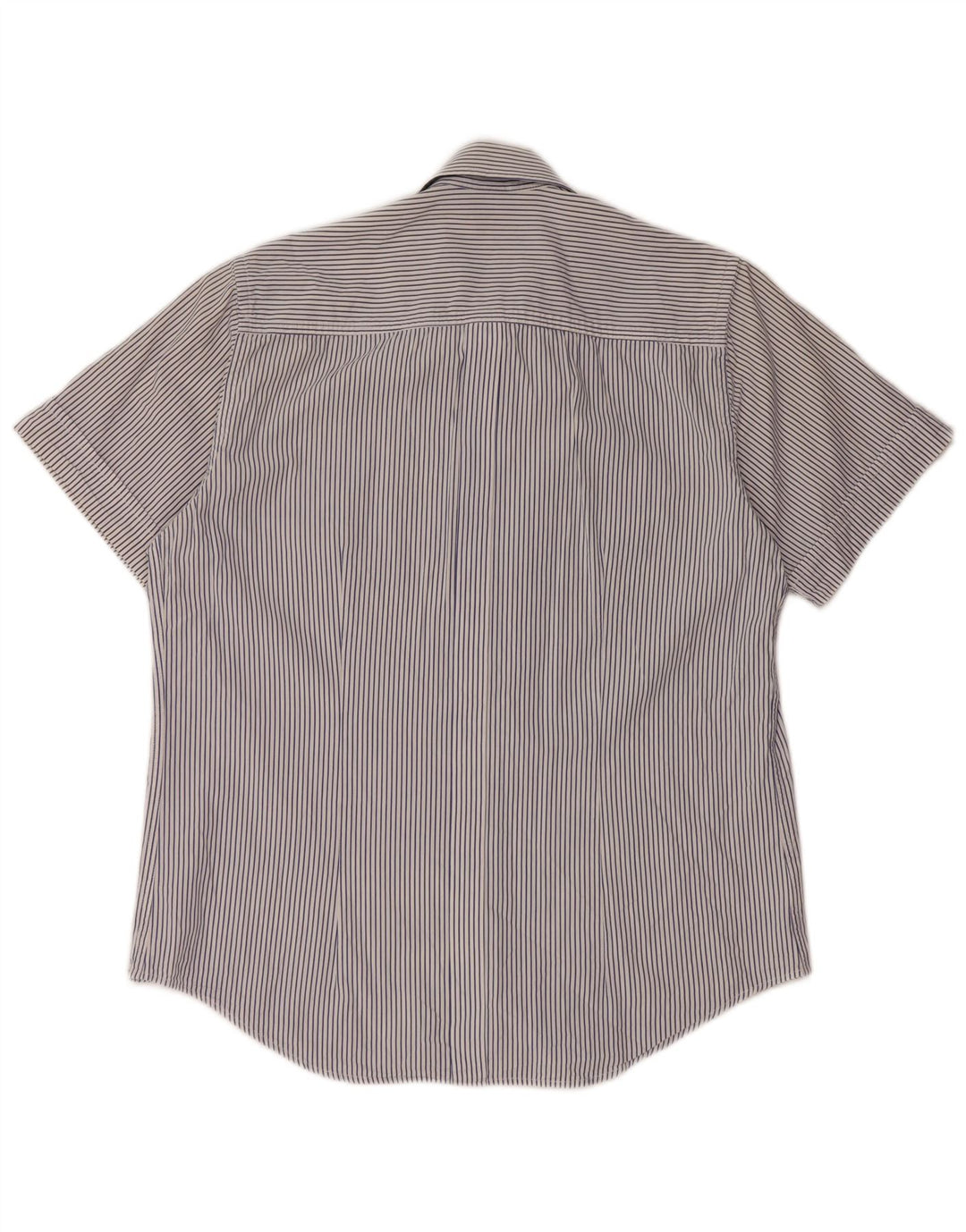 SERGIO TACCHINI Mens Short Sleeve Shirt Medium Navy Blue Pinstripe Cotton