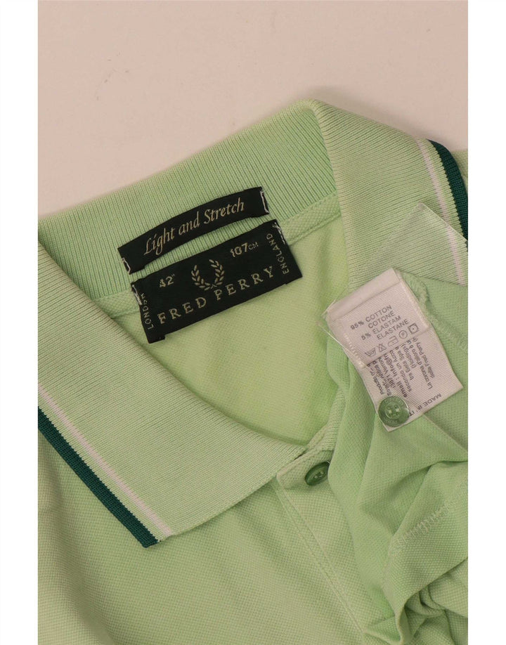 Fred Perry Mens Light and Stretch Polo Shirt Medium Green Cotton