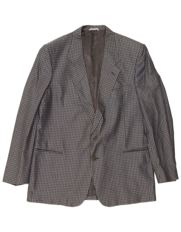 CAESAR  Mens 2 Button Blazer Jacket IT 56 XL Grey Gingham Cotton