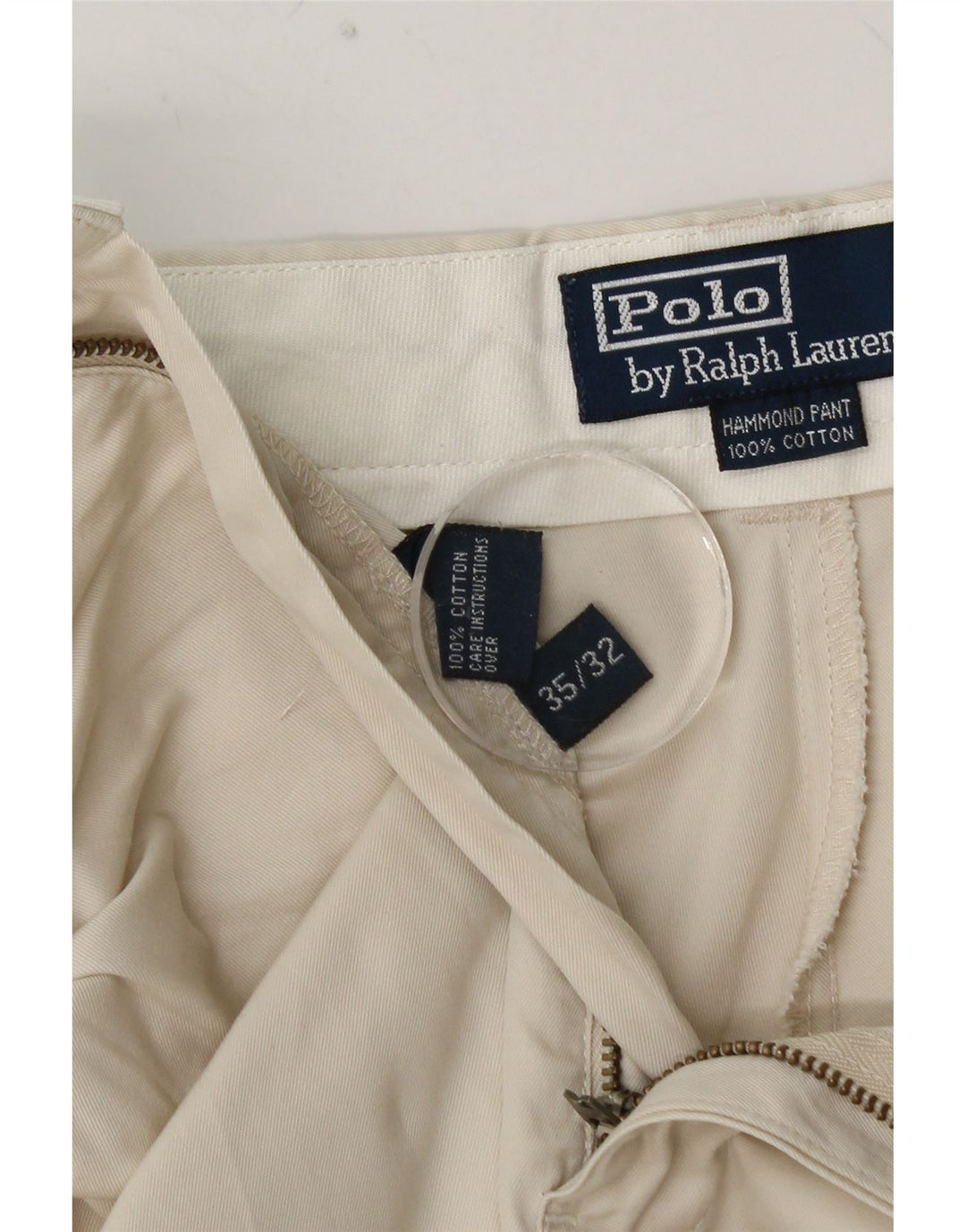 POLO RALPH LAUREN Mens Pegged Chino Trousers W35 L32 Off White Cotton