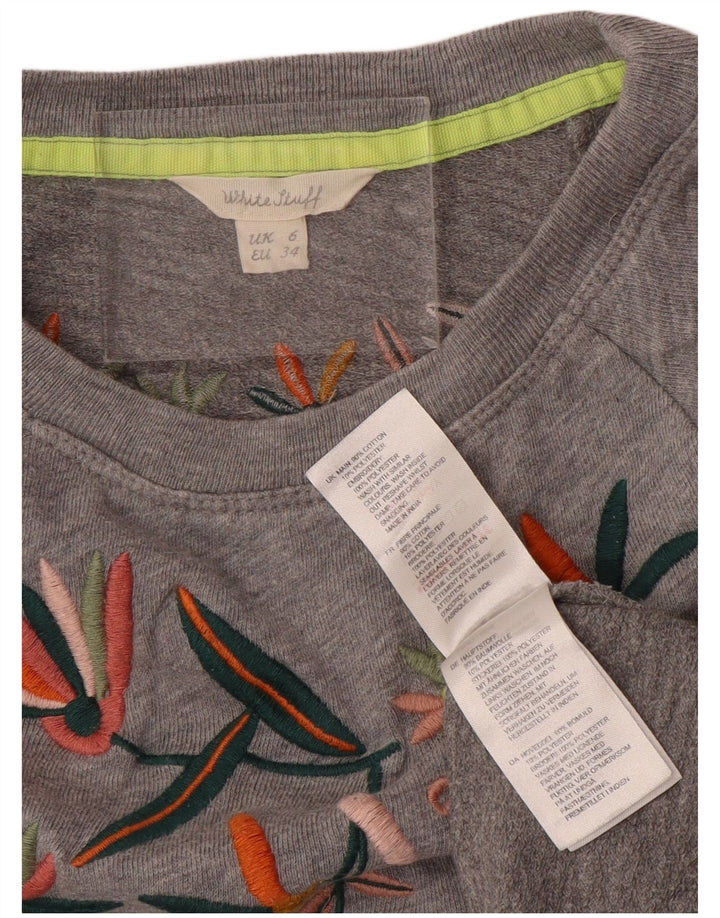 WHITE STUFF Womens Sweatshirt Jumper UK 6 XS  Grey Floral Cotton