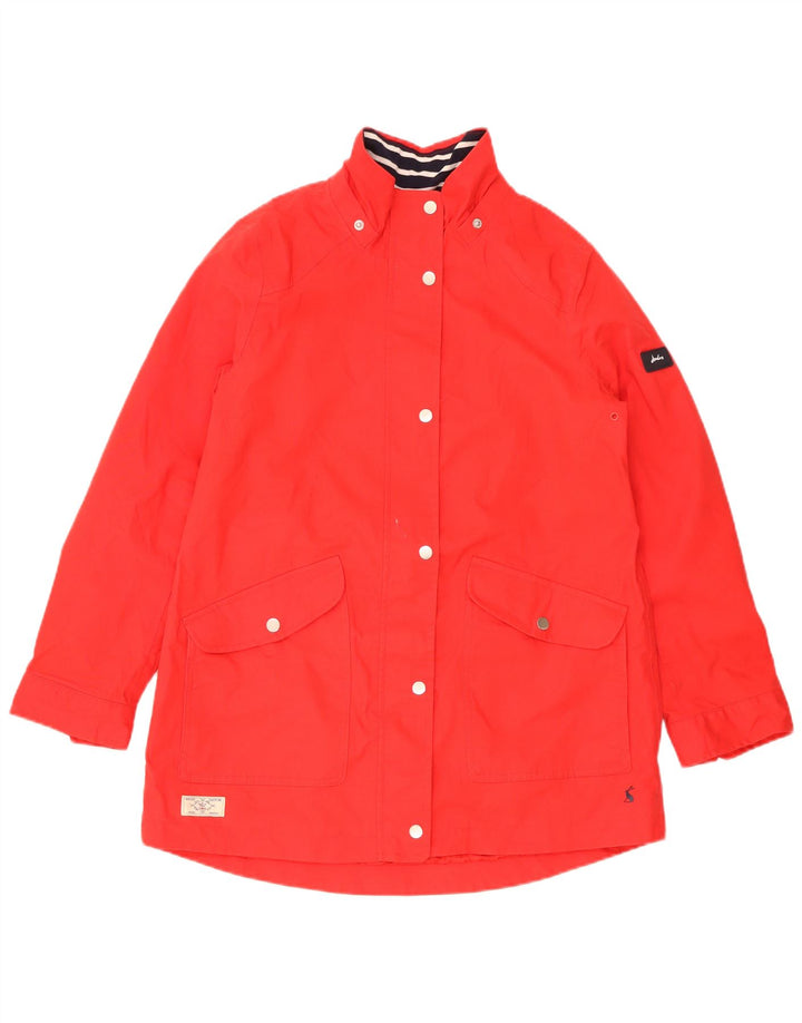 Joules Womens Oversized Rain Jacket UK 10 Small Red Cotton
