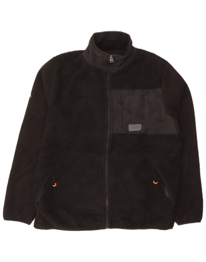 Superdry Mens Fleece Jacket UK 44 2XL Black Polyester