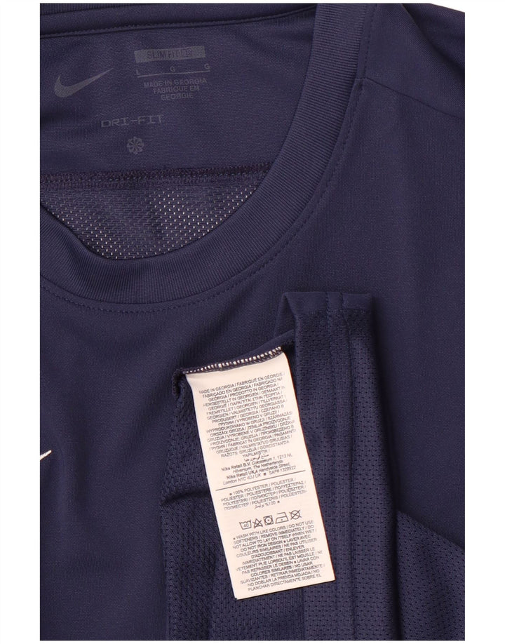 NIKE Mens Dri Fit Slim Fit Top Long Sleeve Large Navy Blue Polyester