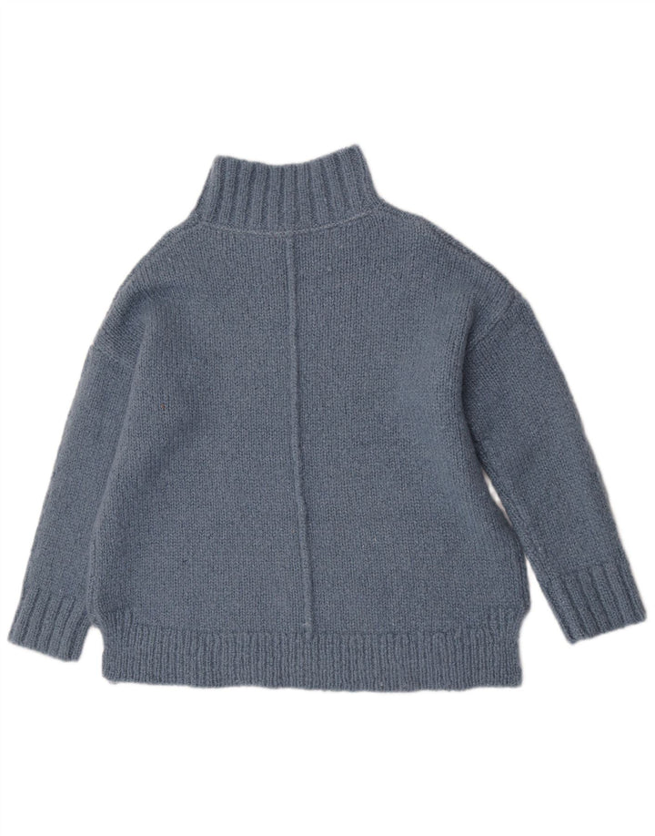 White Stuff Womens Oversized Turtle Neck Jumper Sweater UK 14 Medium Blue