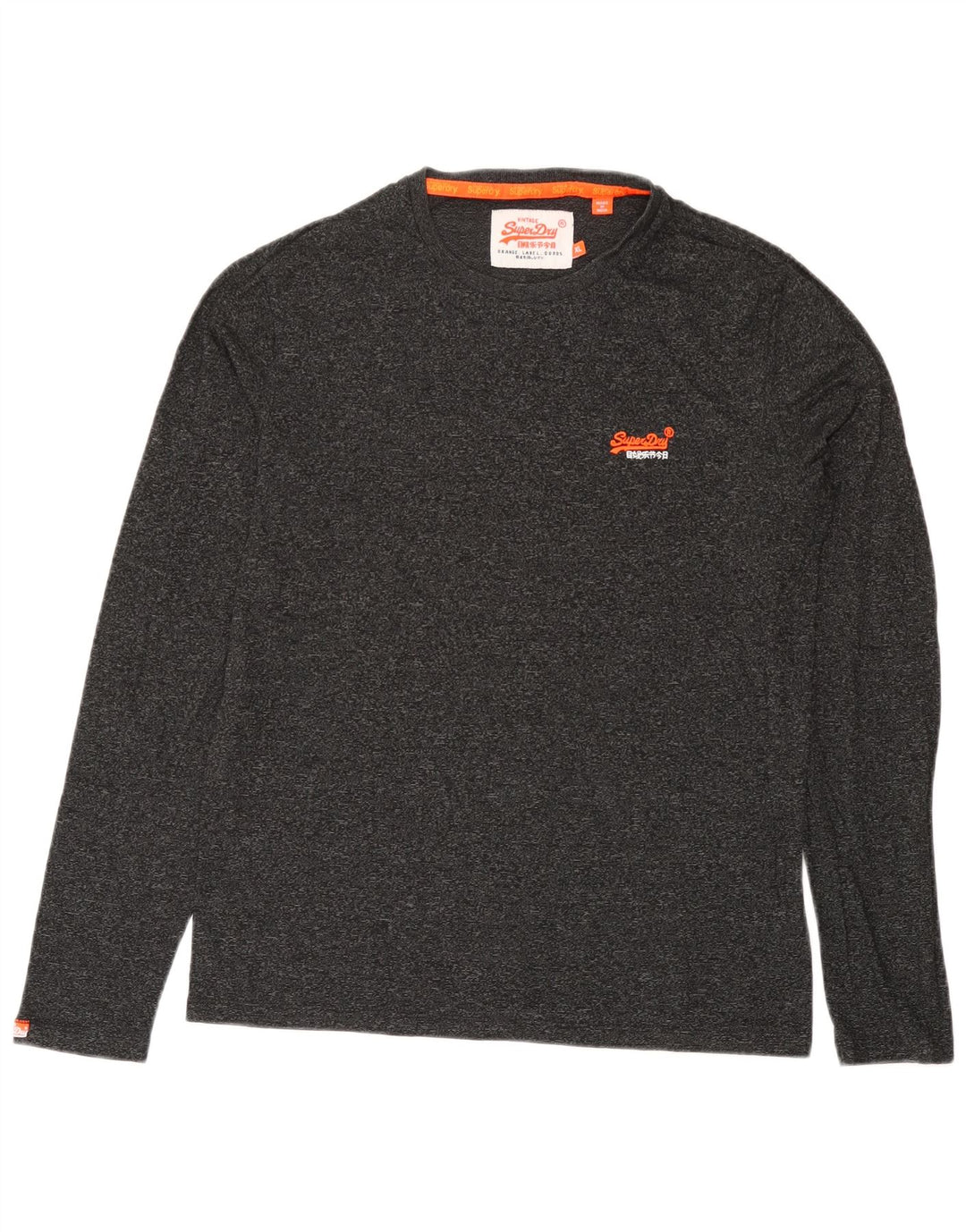 Superdry Mens Top Long Sleeve XL Grey Flecked Cotton