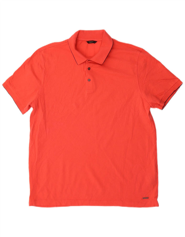 Massimo Dutti Mens Polo Shirt XL Red Cotton