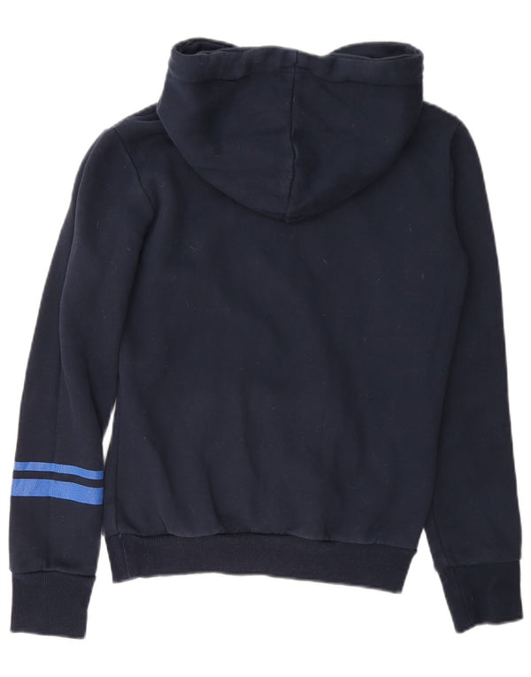 Superdry Womens Graphic Oversized Hoodie Jumper UK 6 XS Navy Blue Cotton