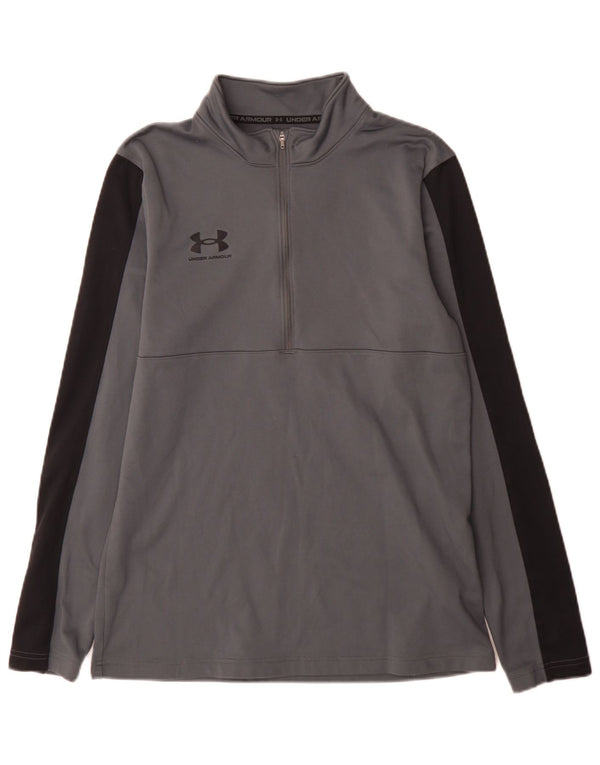 Under Armour Womens Zip Neck Regular Fit Top Long Sleeve Medium Grey Sports