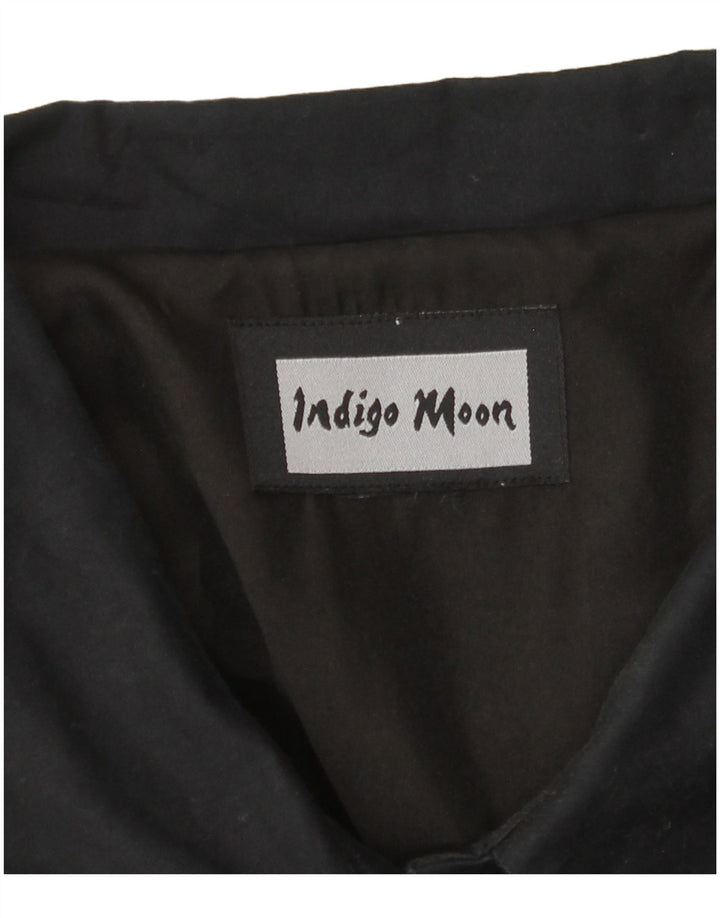 INDIGO MOON Womens Oversized Bomber Jacket UK 22 3XL Black Butterfly