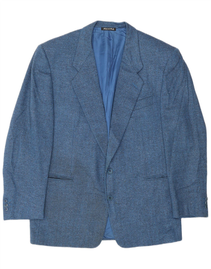 Pal Zileri Mens 2 Button Blazer Jacket IT 52 XL Blue Herringbone Wool