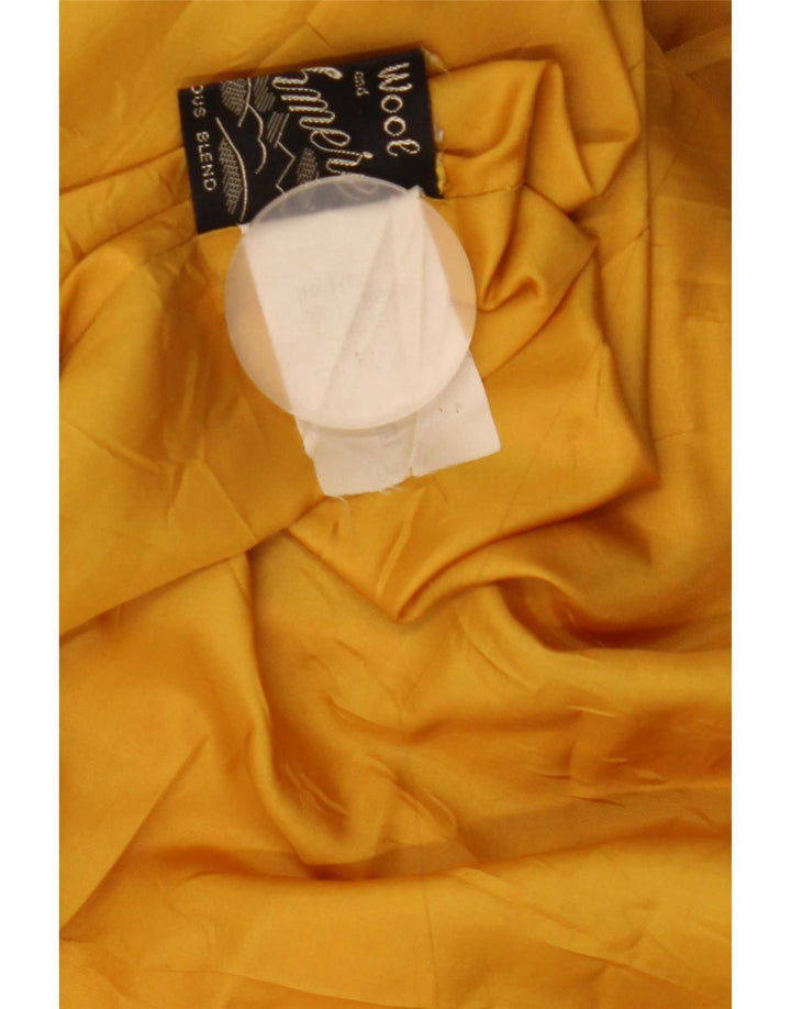 Vintage Womens Overcoat UK 14 Large Yellow Colourblock Wool