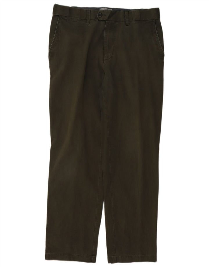 MARKS & SPENCER Mens Regular Fit Chino Trousers W34 L29 Khaki Cotton
