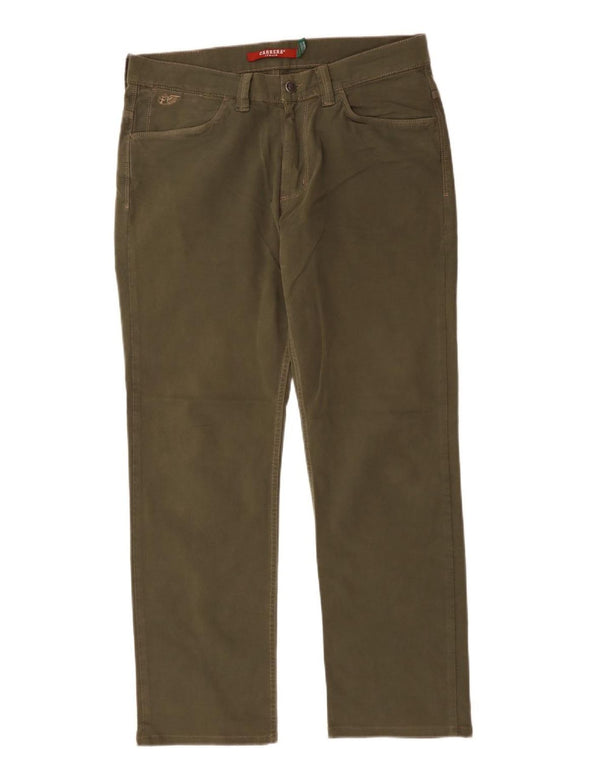 Carrera Mens 700 Straight Casual Trousers W34 L29 Khaki Cotton
