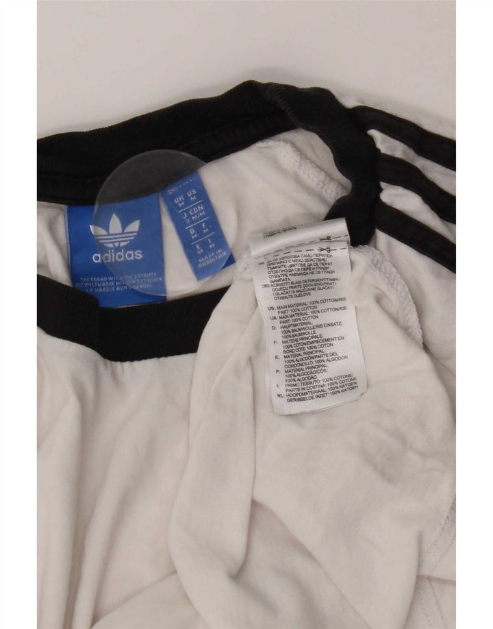 Adidas Mens T-Shirt Top Medium White Colourblock Cotton