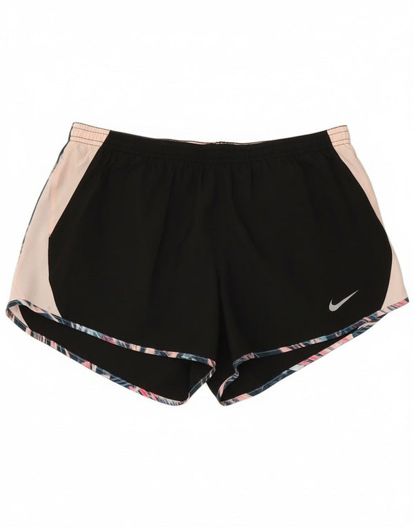 Nike Womens Dri Fit Sport Shorts UK 14 Large  Black Colourblock Polyester