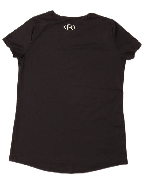 Under Armour Girls Heat Gear Graphic T-Shirt Top 13-14 Years Black Sports