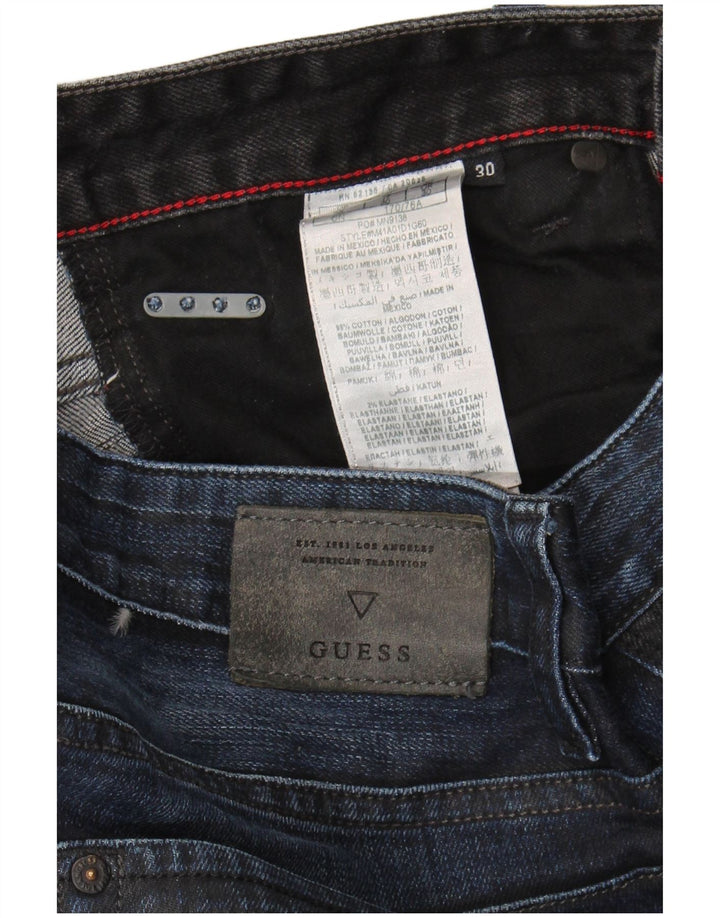 Guess Mens Straight Jeans W30 L32 Navy Blue Cotton
