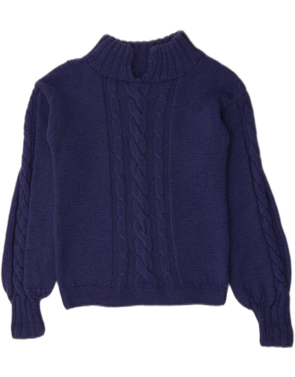 VINTAGE Womens Turtle Neck Jumper Sweater UK 10 Small Navy Blue