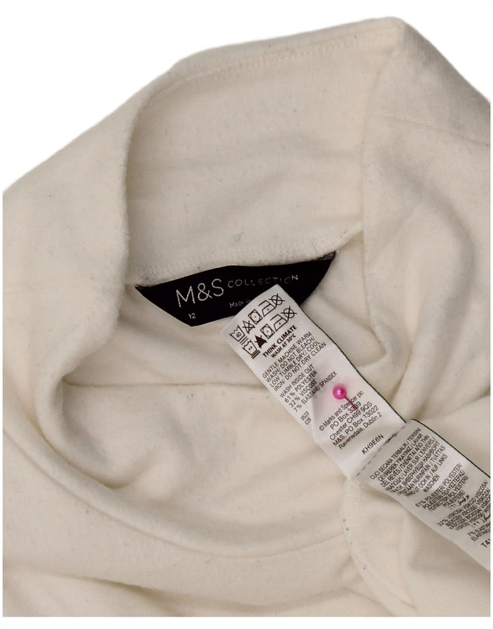 Marks & Spencer Womens Top Long Sleeve UK 12 Medium  White Polyester