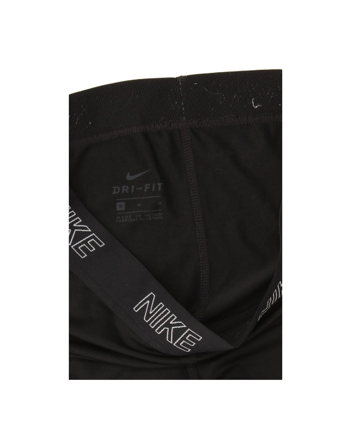 NIKE Womens Dri Fit Crop Graphic Leggings UK 12 Medium  Black