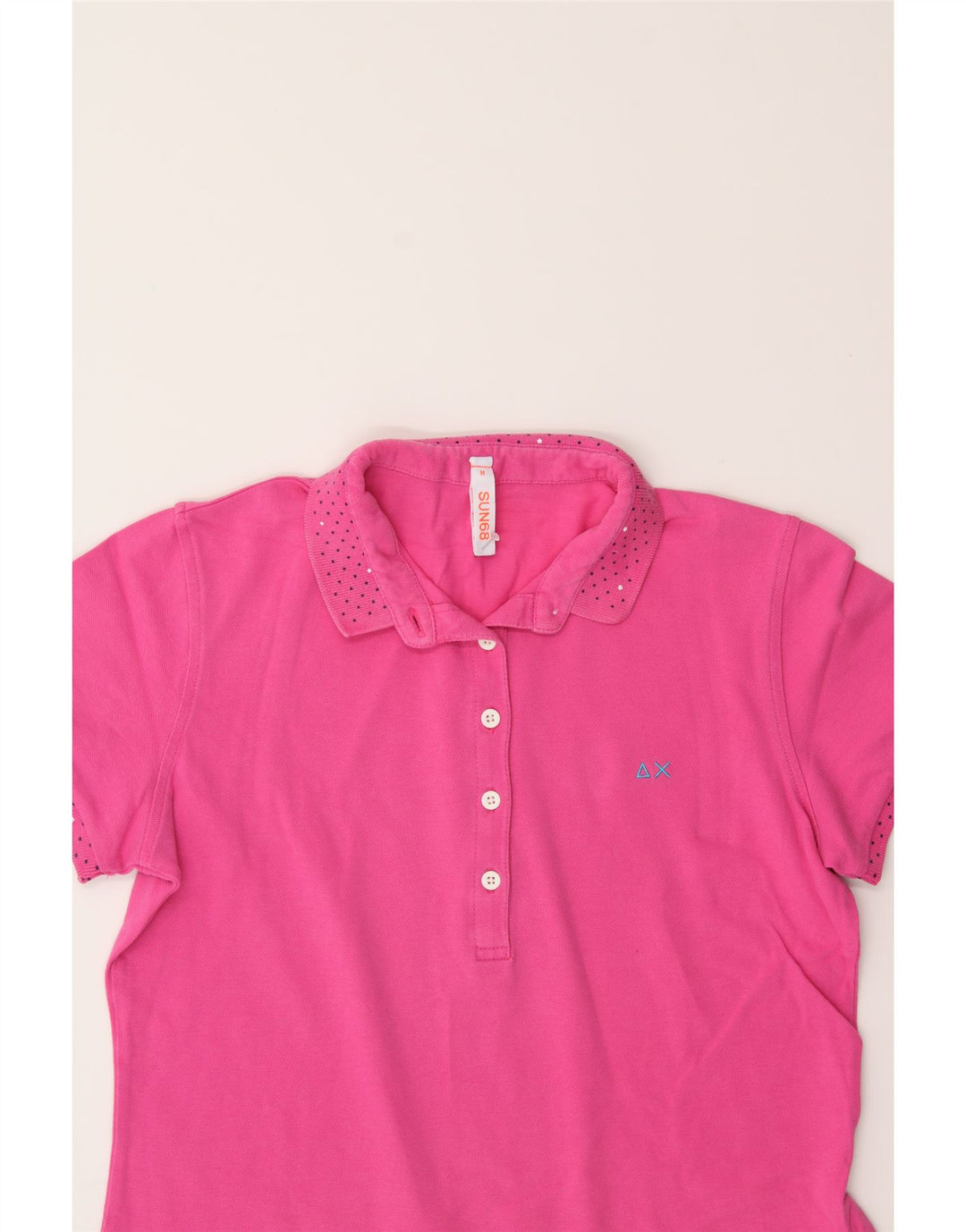 SUN68 Womens Polo Shirt UK 14 Medium Pink Cotton Vintage Sun68 and Second-Hand Sun68 from Messina Hembry 