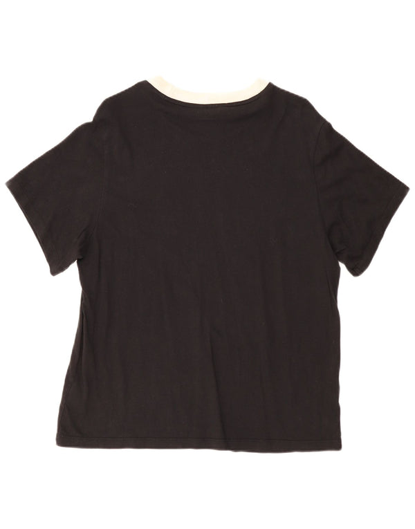 ADIDAS Womens T-Shirt Top UK 12 Medium Black Cotton