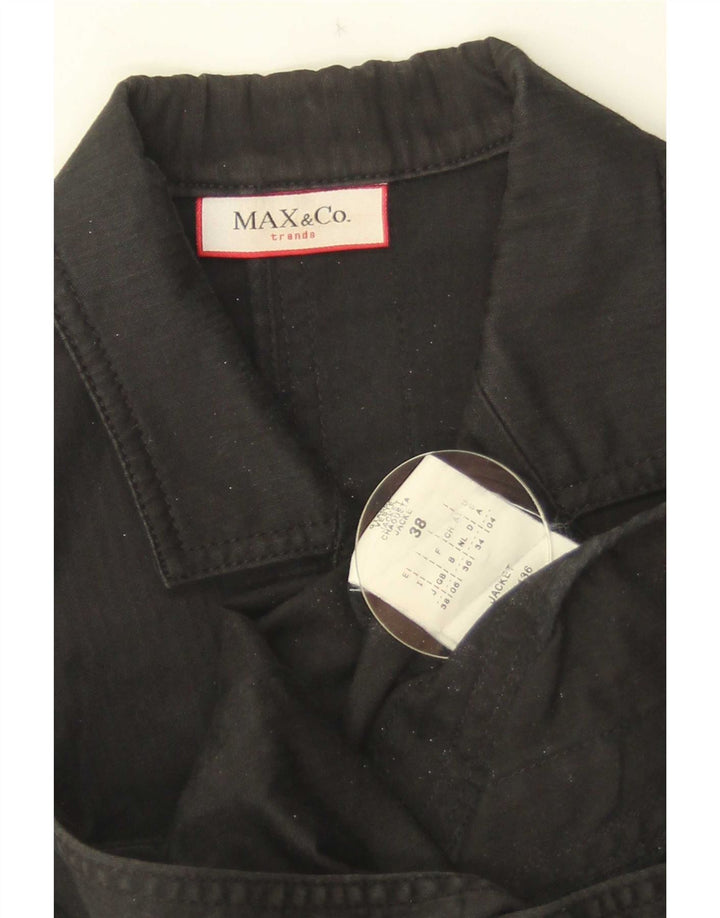 Max & Co. Womens 2 Button 3/4 Sleeve Blazer Jacket UK 6 XS Black Cotton