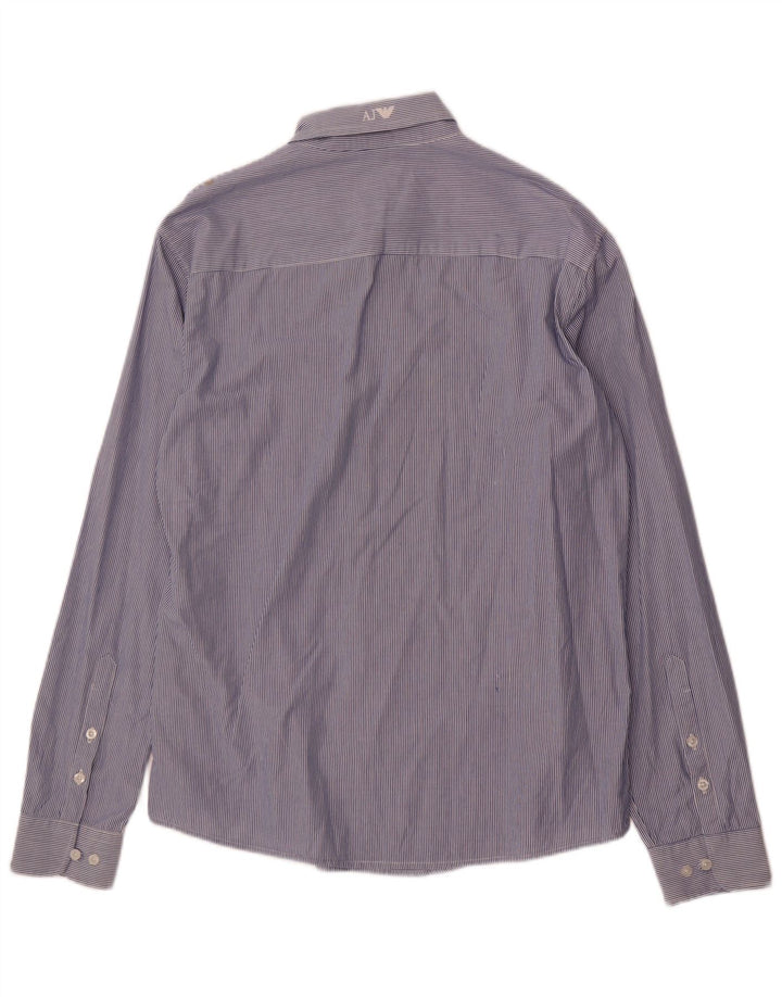 Armani Jeans Mens Fitted Shirt 2XL Blue Pinstripe Cotton