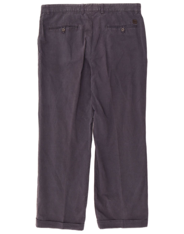Hugo Boss Mens Straight Chino Trousers IT 52 XL W36 L30 Navy Blue Cotton