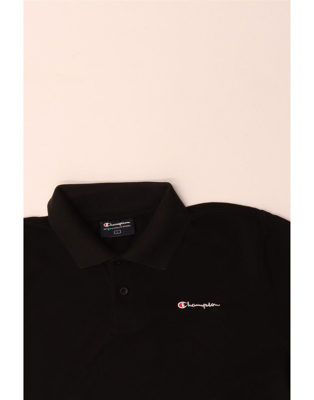 CHAMPION Mens Polo Shirt Large Black Cotton
