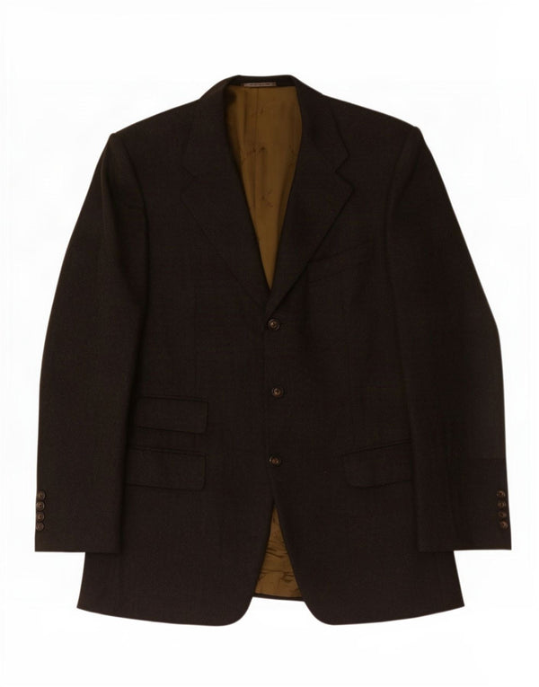 Trussardi Mens 3 Button Blazer Jacket IT 50 Large Grey Check Wool