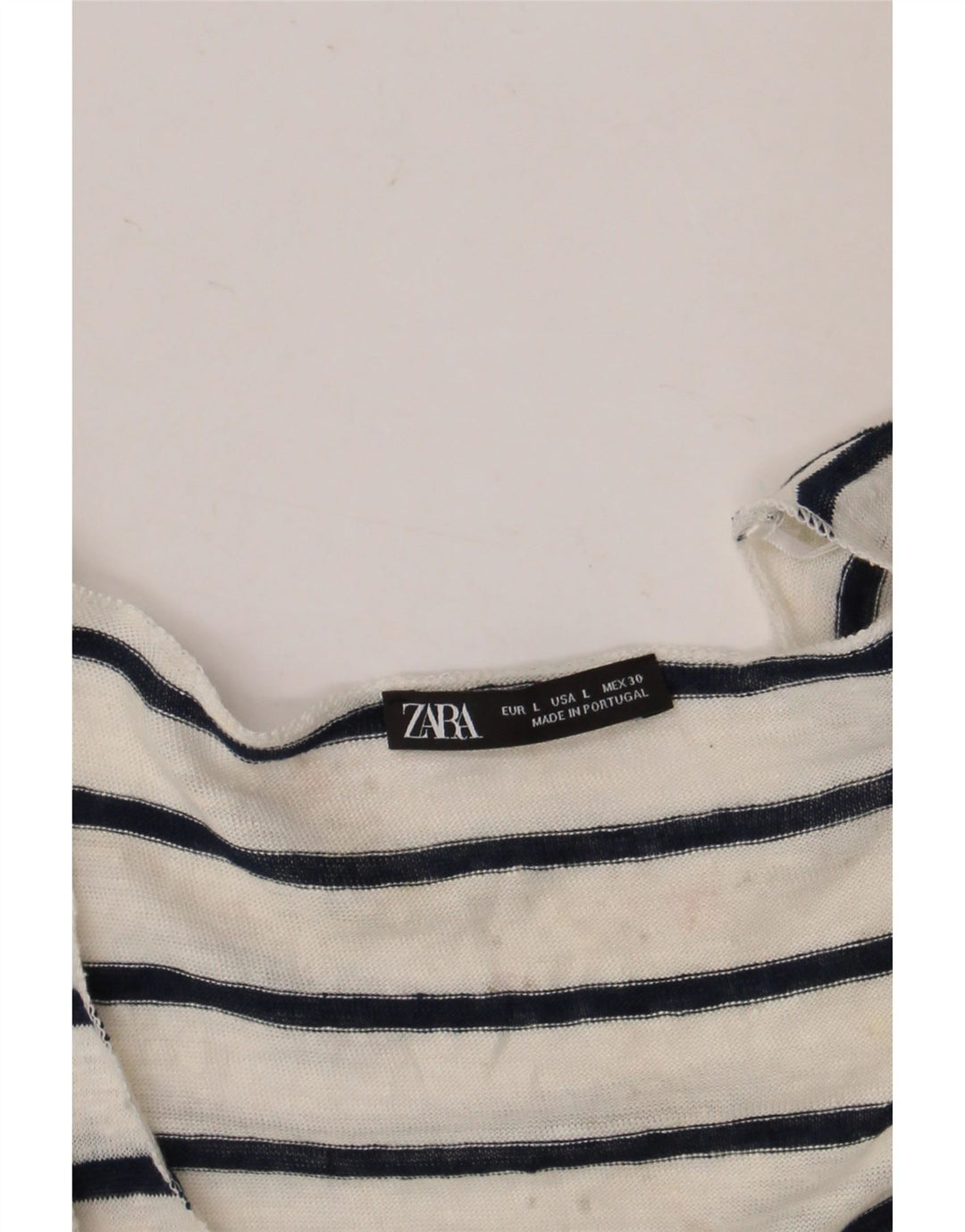 Zara Womens T-Shirt Top UK 14 Large White Striped
