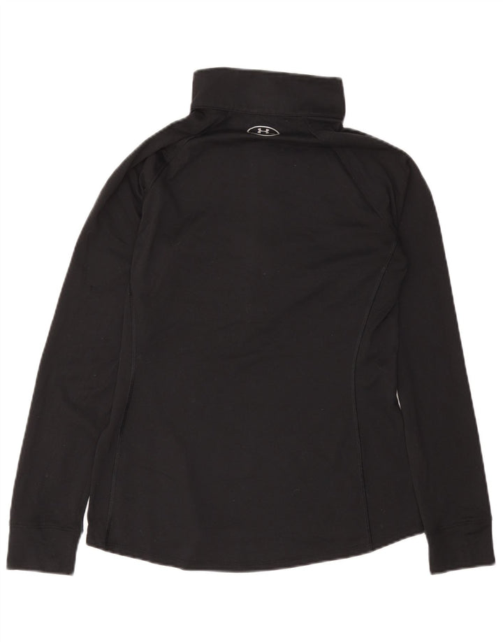 UNDER ARMOUR Womens Zip Neck Pullover Tracksuit Top UK 12 Medium Black