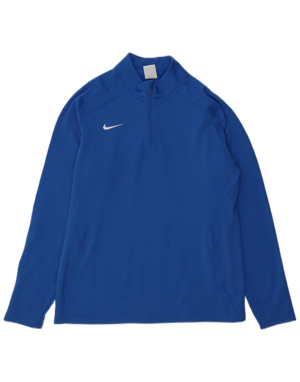 NIKE Womens Zip Neck Pullover Tracksuit Top UK 18 XL Blue Polyester