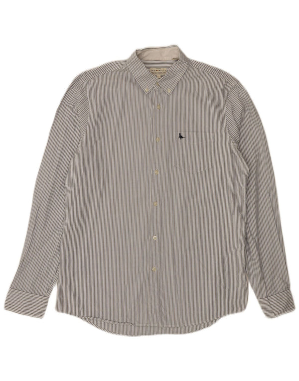 JACK WILLS Mens Classic Fit Shirt Medium Grey Pinstripe Cotton