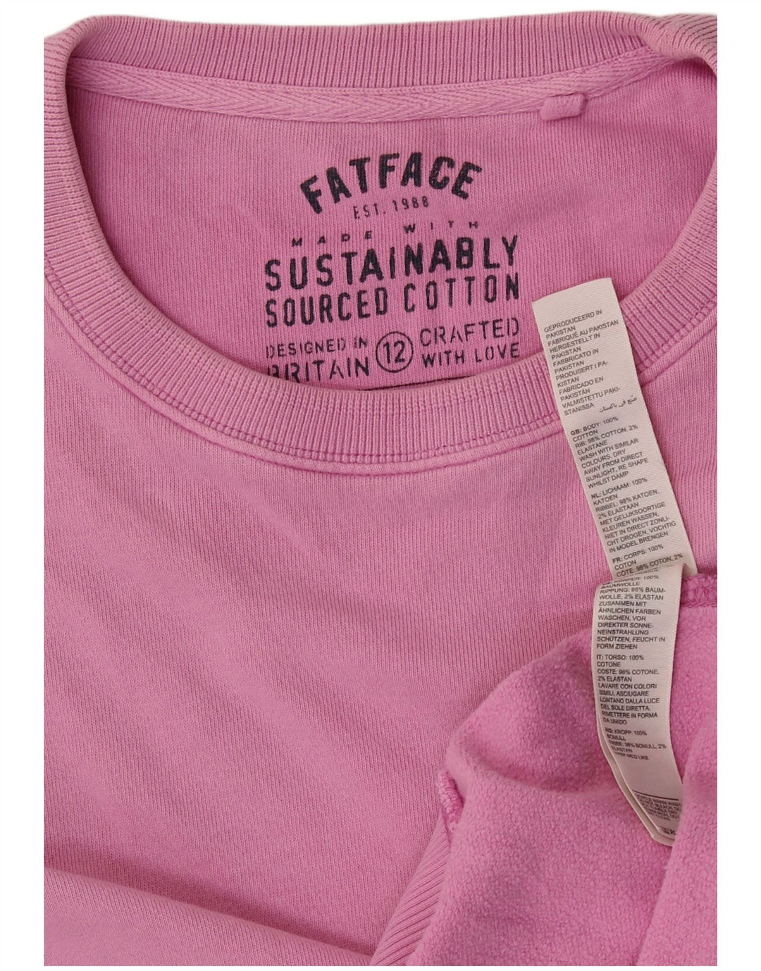 FAT FACE Womens Sweatshirt Jumper UK 12 Medium  Pink Cotton