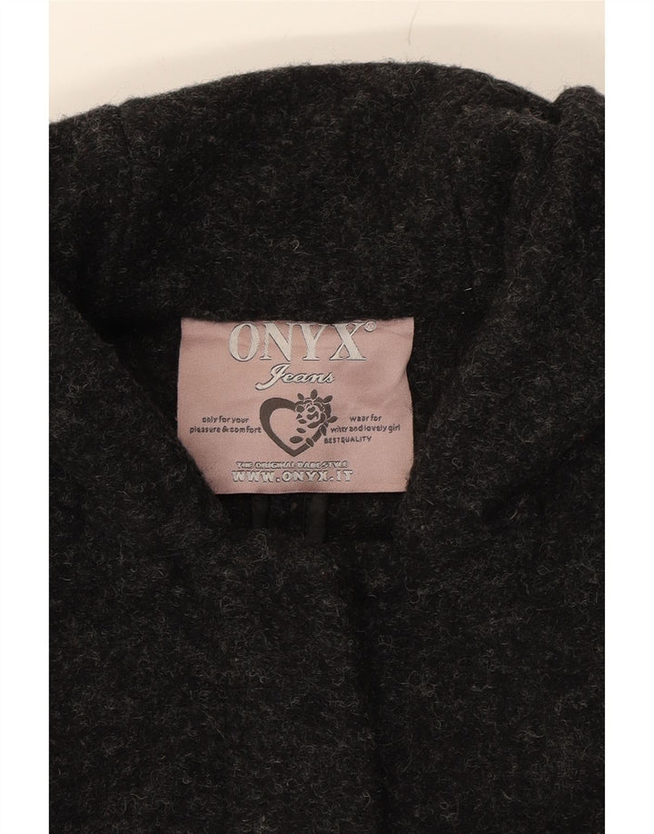 ONYX Womens Hooded Overcoat UK 10 Small Grey Wool Vintage Onyx and Second-Hand Onyx from Messina Hembry 