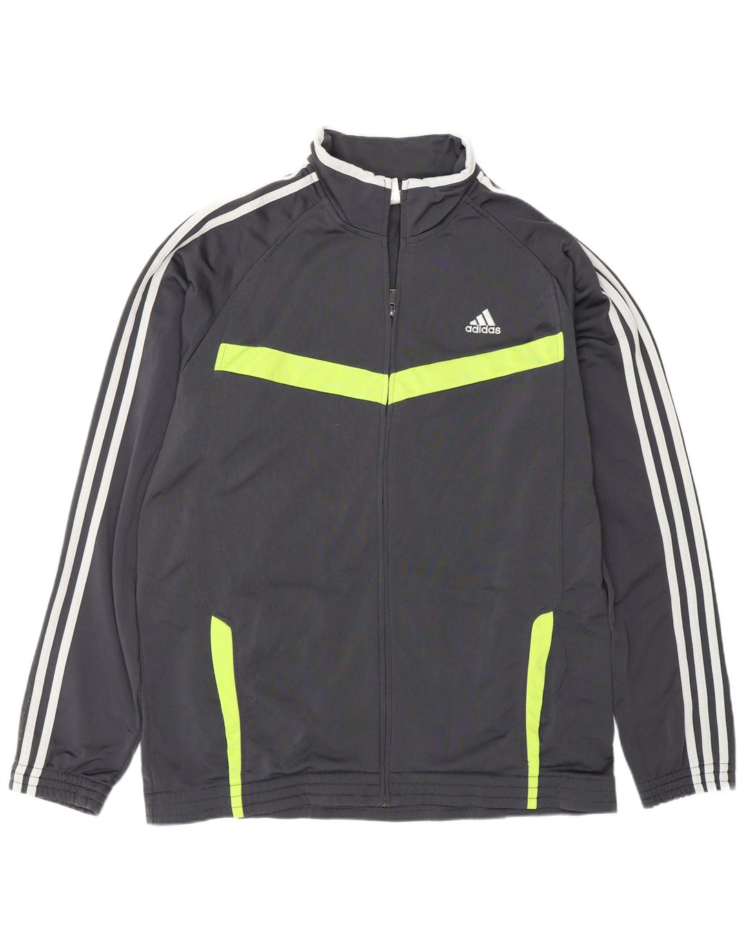ADIDAS Mens Tracksuit Top Jacket Large Grey Colourblock Polyester